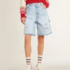Bermude pentru femei din denim cu efect uzat