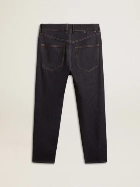Blugi albastru închis pentru bărbați, din denim cu o singură spălare