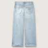 Blugi bootcut pentru fete Golden, din denim albastru deschis, cu logo brodat