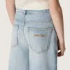 Blugi bootcut pentru fete Golden, din denim albastru deschis, cu logo brodat
