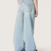 Blugi bootcut pentru fete Golden, din denim albastru deschis, cu logo brodat
