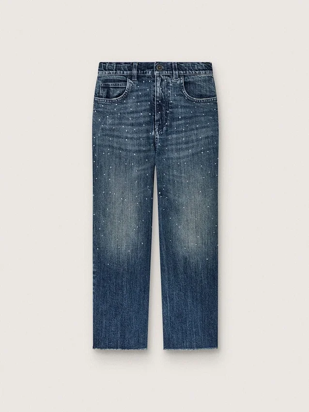 Blugi bootcut pentru fete „Journey” din denim albastru cu strasuri în degrade