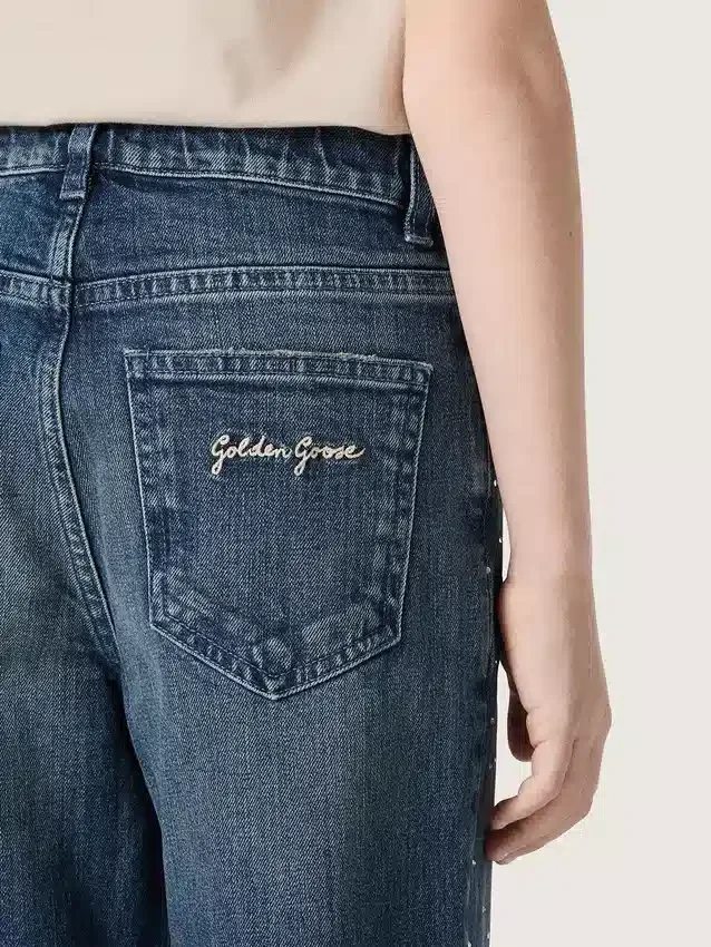 Blugi bootcut pentru fete „Journey” din denim albastru cu strasuri în degrade