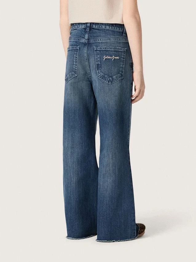 Blugi bootcut pentru fete „Journey” din denim albastru cu strasuri în degrade
