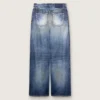 Blugi boyfriend pentru femei din denim albastru cu imprimeu de arhivă