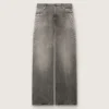 Blugi boyfriend pentru femei din denim gri cu ținte argintii cu efect de degrade