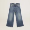 Blugi cu croială largă din denim albastru mediu