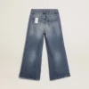 Blugi cu croială largă din denim albastru mediu