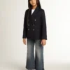 Blugi cu croială largă din denim albastru mediu