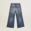 Blugi cu croială largă din denim albastru mediu