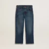 Blugi din denim pentru băieți, cu margini nefinisate și broderie