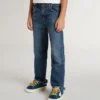 Blugi din denim pentru băieți, cu margini nefinisate și broderie