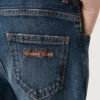 Blugi din denim pentru băieți, cu margini nefinisate și broderie