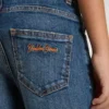 Blugi din denim pentru băieți, cu margini nefinisate și broderie