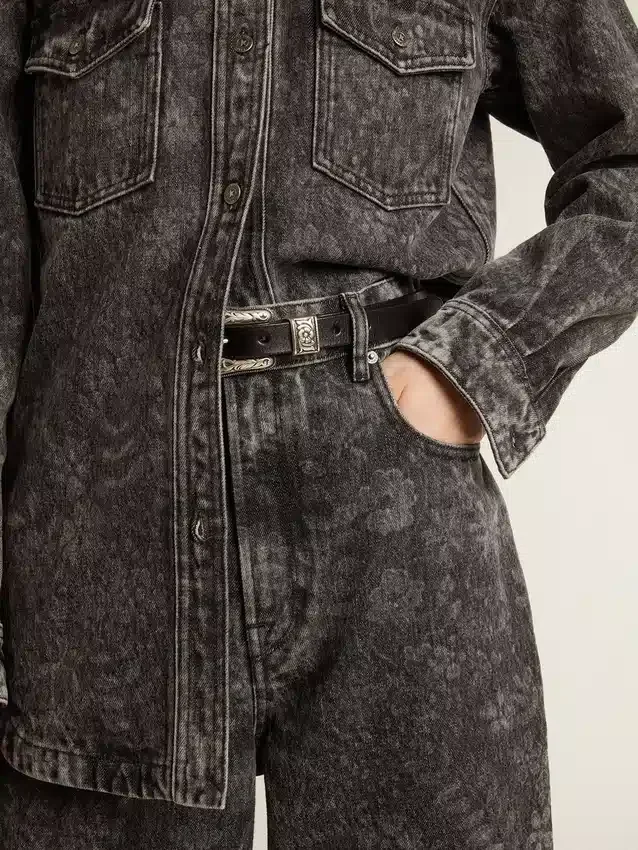 Blugi negri pentru femei cu motiv floral