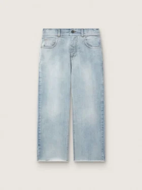 Blugi pentru băieți Golden din denim albastru deschis, cu logo brodat