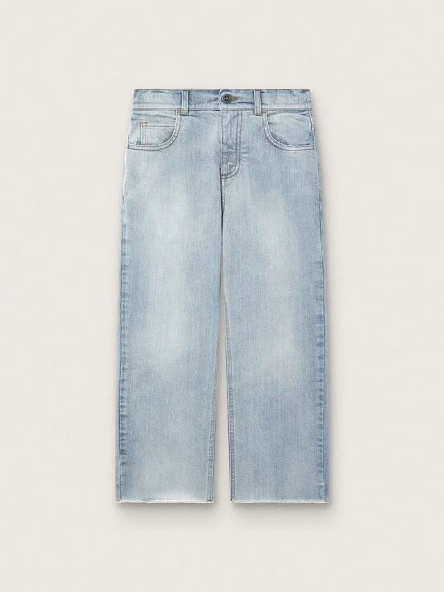 Blugi pentru băieți Golden din denim albastru deschis, cu logo brodat