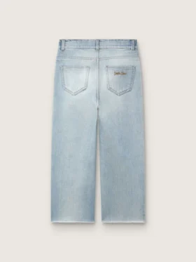 Blugi pentru băieți Golden din denim albastru deschis, cu logo brodat