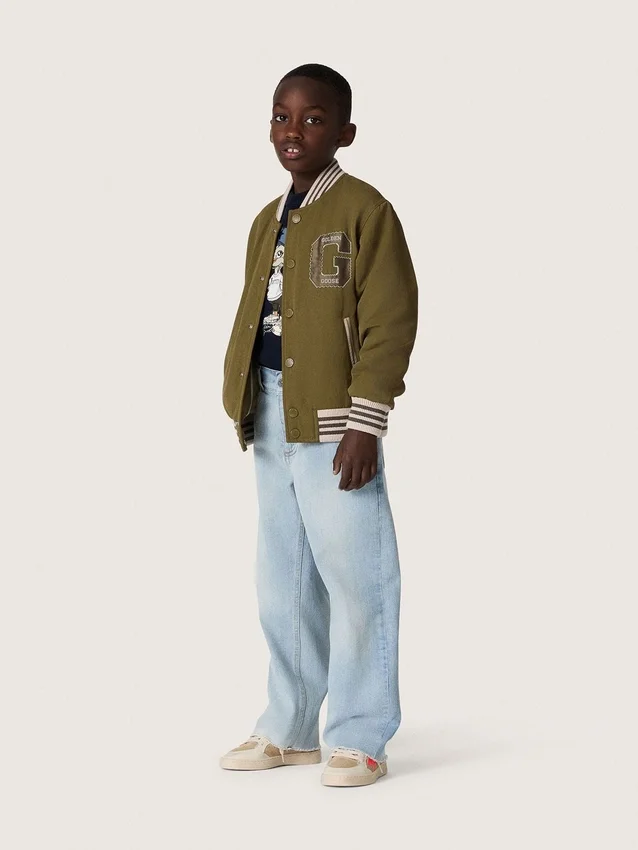 Blugi pentru băieți Golden din denim albastru deschis, cu logo brodat