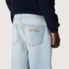 Blugi pentru băieți Golden din denim albastru deschis, cu logo brodat