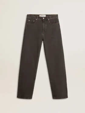 Blugi pentru bărbați de culoare gri închis, din denim cu spălare „twist crease”