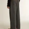 Blugi pentru bărbați de culoare gri închis, din denim cu spălare „twist crease”