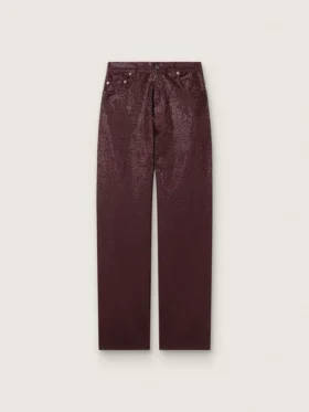 Blugi pentru femei din denim burgund cu cristale în degrade