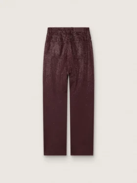Blugi pentru femei din denim burgund cu cristale în degrade
