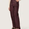 Blugi pentru femei din denim burgund cu cristale în degrade