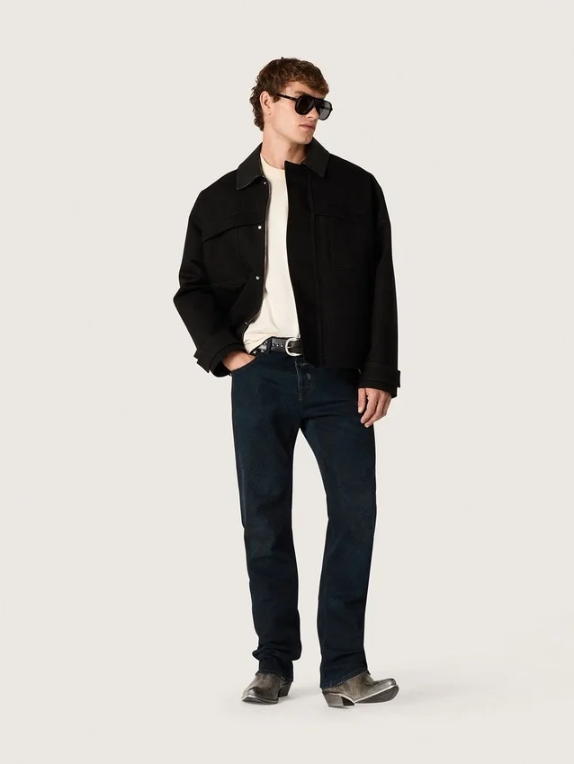 Cămășă unisex Star din bumbac, în alb vintage, cu imprimeu negru pe spate