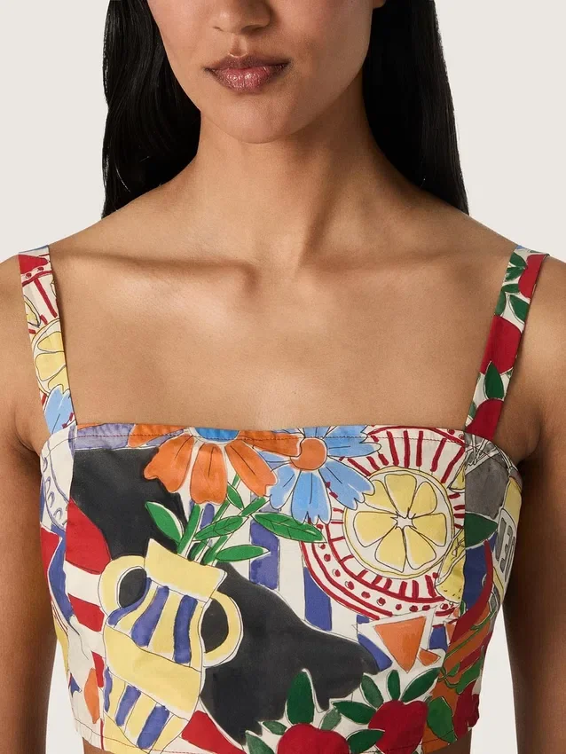 Bluză din bumbac pentru femei cu imprimeu multicolor