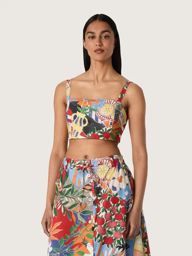 Bluză din bumbac pentru femei cu imprimeu multicolor