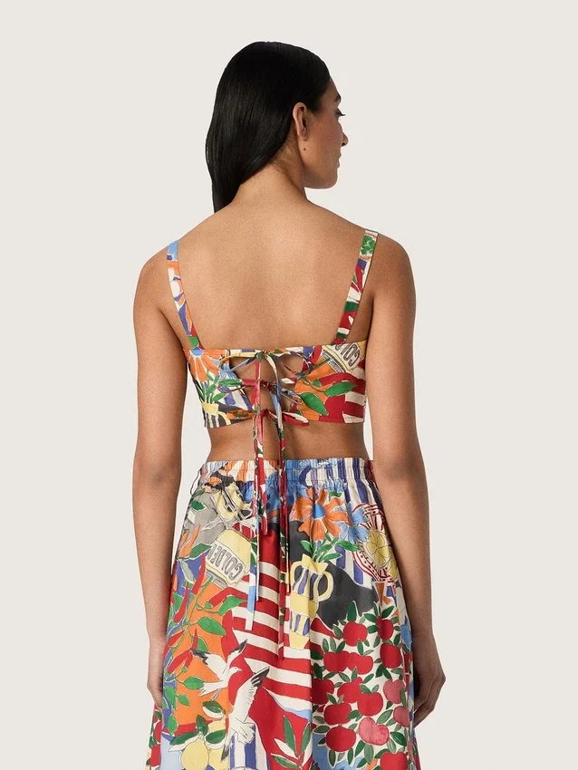 Bluză din bumbac pentru femei cu imprimeu multicolor