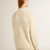 Cardigan bej pentru femei, cu inscripția „Golden” pe spate