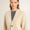 Cardigan bej pentru femei, cu inscripția „Golden” pe spate