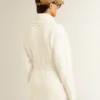 Cardigan din bumbac de culoare crem pentru femei, cu broderie florală