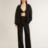 Cardigan negru pentru femei cu broderie cu mărgele în stil „toile de jouy” ton pe ton