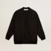 Cardigan negru pentru femei cu broderie în nuanțe