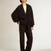 Cardigan negru pentru femei cu broderie în nuanțe
