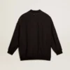 Cardigan negru pentru femei cu broderie în nuanțe