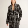 Cardigan negru pentru femei, cu curea și cristale