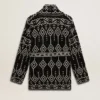 Cardigan negru pentru femei, cu curea și cristale