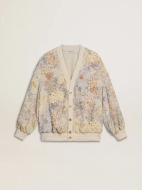 Cardigan pentru femei cu imprimeu floral și broderie