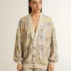Cardigan pentru femei cu imprimeu floral și broderie
