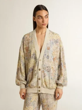 Cardigan pentru femei cu imprimeu floral și broderie