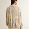 Cardigan pentru femei cu imprimeu floral și broderie