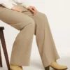 Cizme joase Wish Star din piele de căprioară cerată de culoare nisip, cu broderie în formă de stea