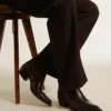 Cizme joase Wish Star din piele neagră cu stea incrustată ton pe ton