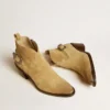 Cizme la gleznă Patty din piele de căprioară cerată, de culoare nisip