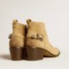 Cizme la gleznă Patty din piele de căprioară cerată, de culoare nisip